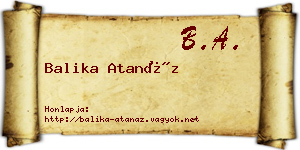 Balika Atanáz névjegykártya